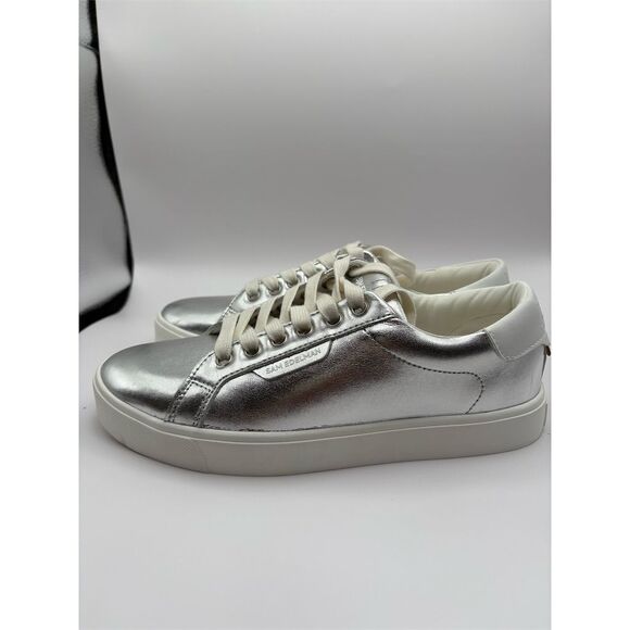 Sam Edelman Women's Ethyl Lace Up Sneakers metallic Silver 7.5 Casual NEW - Picture 3 of 9